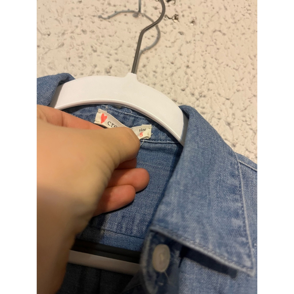 Little Girl Crewcuts Denim Chambray Button Down Shirt Size 5 Years - Picture 2 of 4